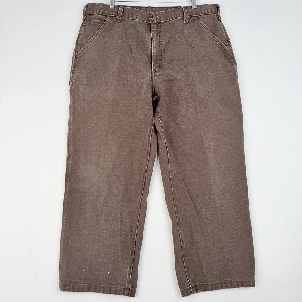 Vintage Carhartt Carpenter Pants Men 38X28 Dark Brown Dungaree Fit B11 DKB Work